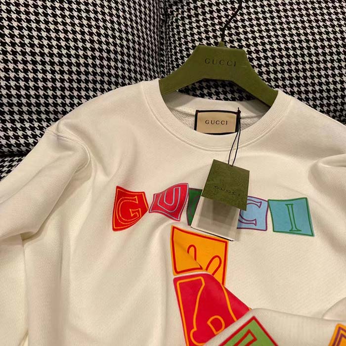 G*u*i women gg cotton jersey sweatshirt crewneck rib cotton long sleeves