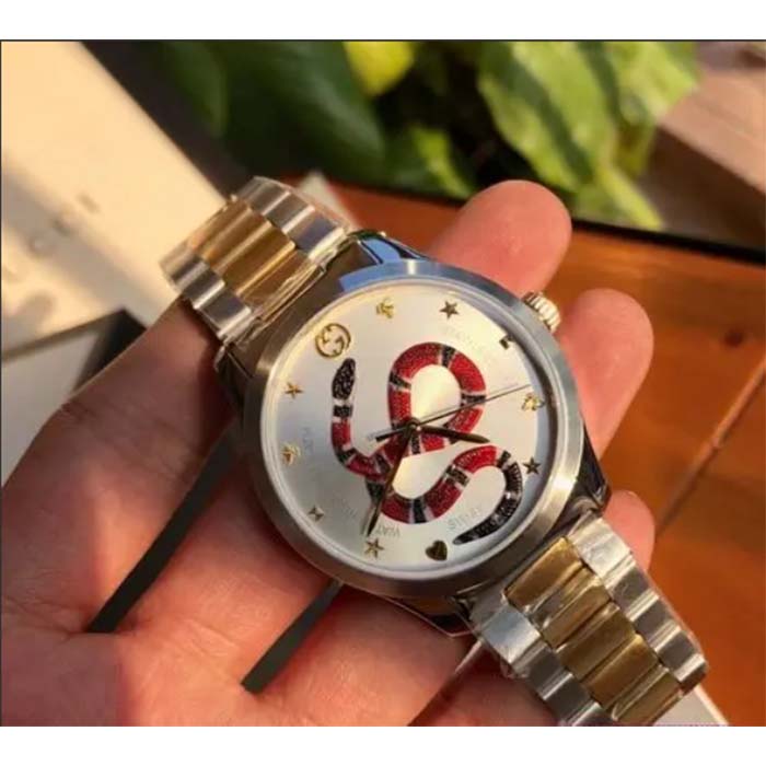 G*u*i unisex gg g-timeless watch 38mm colored snake steel yellow gold pvd bracelet