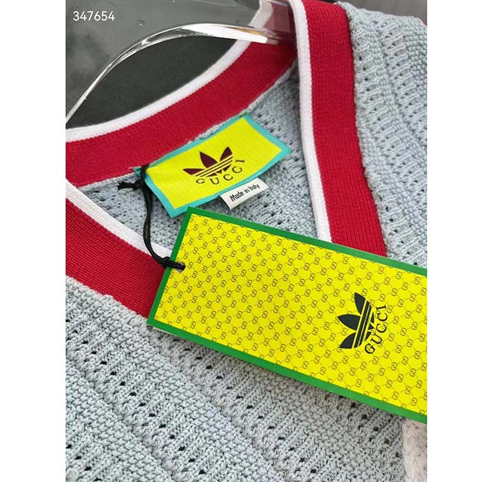 G*u*i men gg adidas x G*u*i rib stitch sleeveless top cotton trefoil embroidery knit v-neck