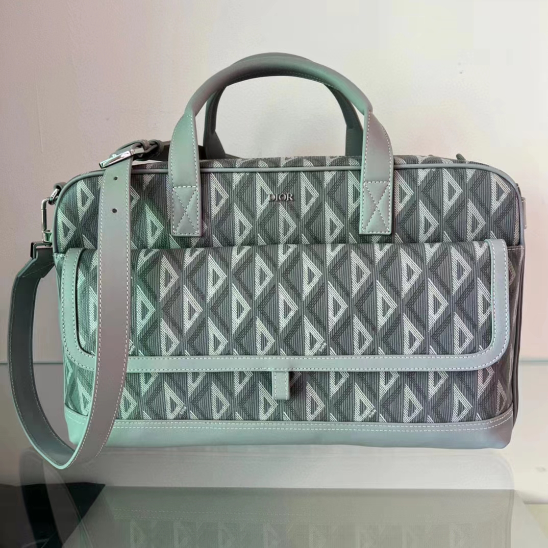 dior unisex cd hit the road pet carrier bag gray Di*m*nd canvas smooth calfskin
