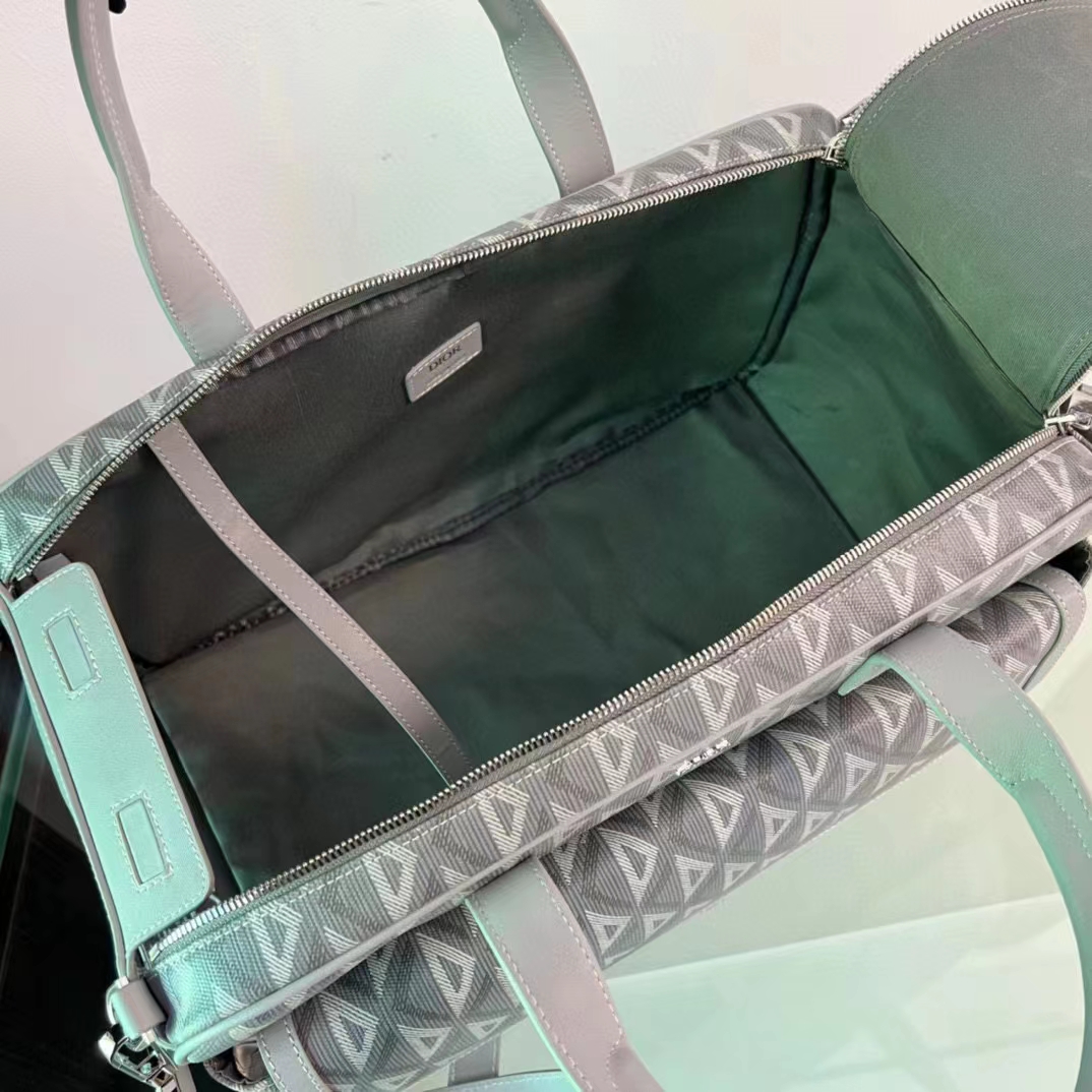 dior unisex cd hit the road pet carrier bag gray Di*m*nd canvas smooth calfskin