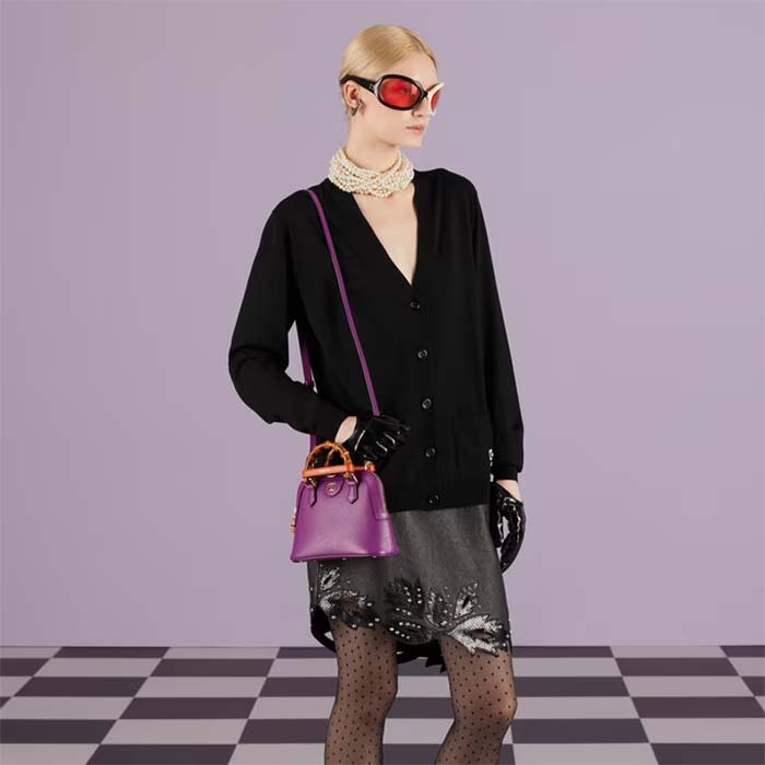 G*u*i gg women G*u*i diana mini tote bag purple leather double g