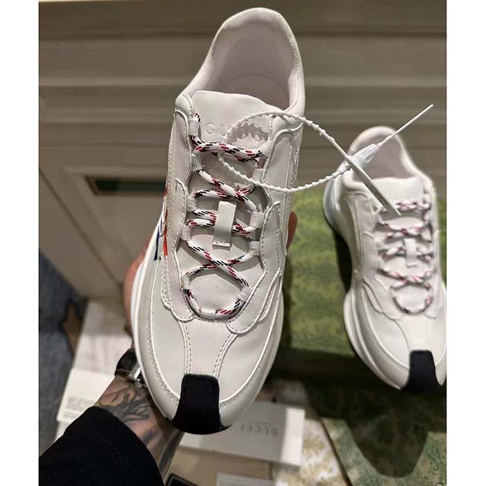 G*u*i unisex gg run sneaker white leather blue mid heel red interlocking g 6 cm heel