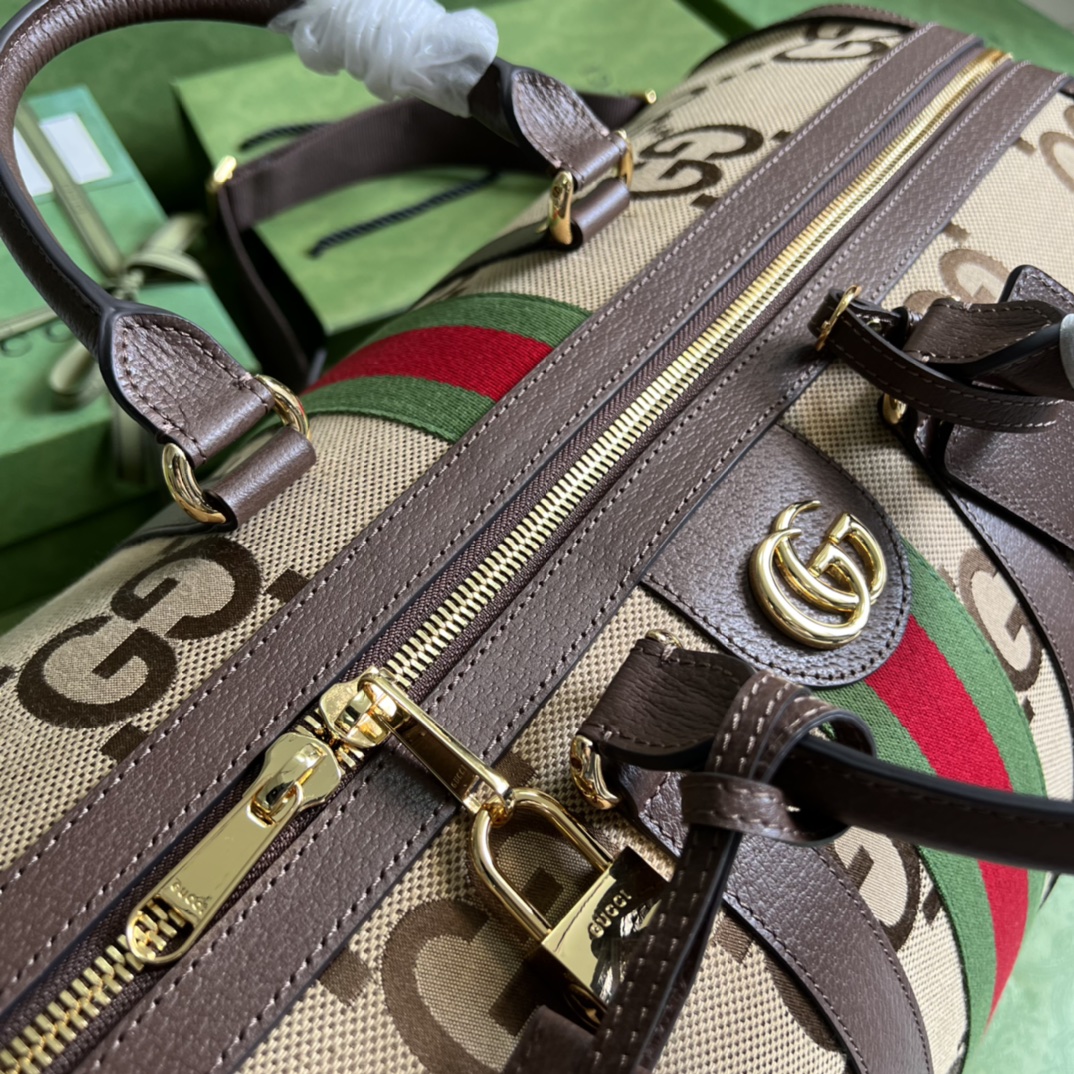 G*u*i unisex jumbo gg large duffle bag camel ebony canvas double g