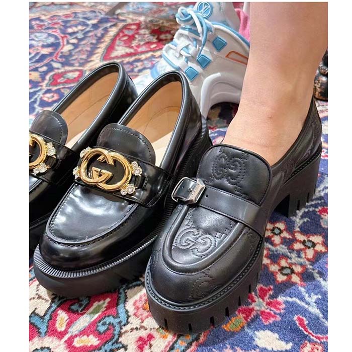 G*u*i women gg matelassé loafer black leather low 2.5 cm heel