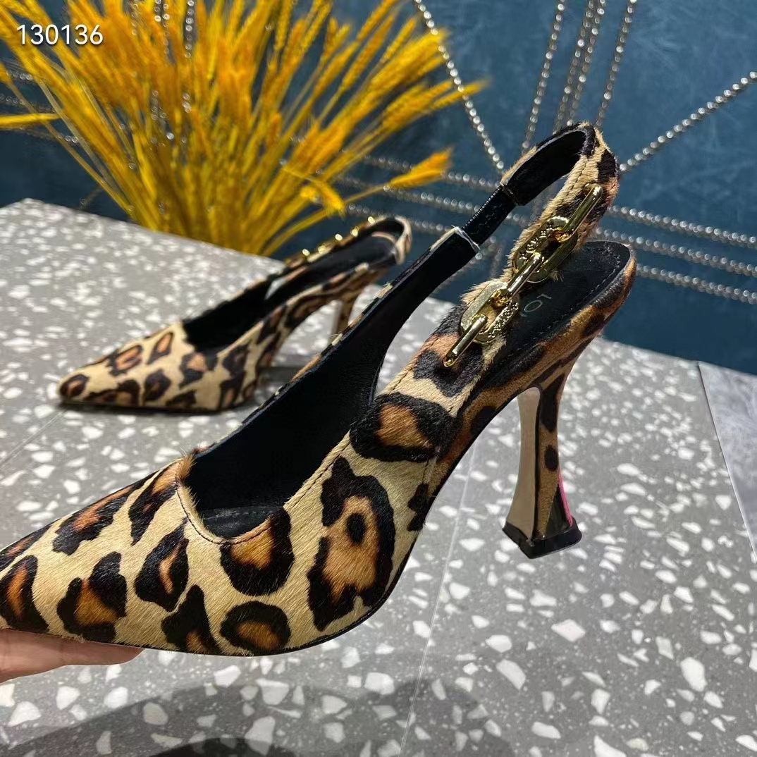 Louis Vuitton LV Women Sparkle Slingback Camel Brown Printed Satin Leather 9.5 Cm Heel