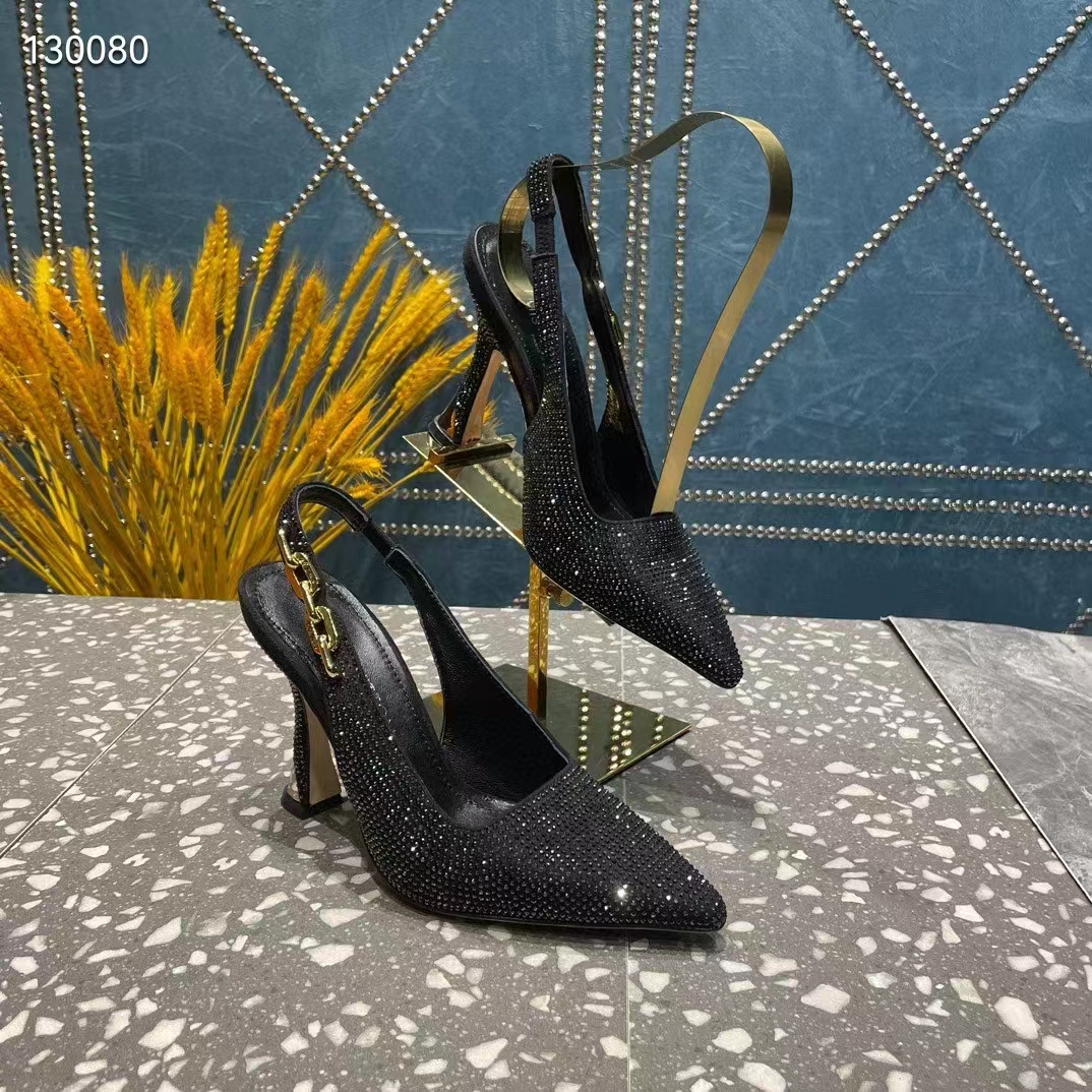 Louis Vuitton LV Women Sparkle Slingback Pump Black Strass Elasticized 9.5 Cm Heel