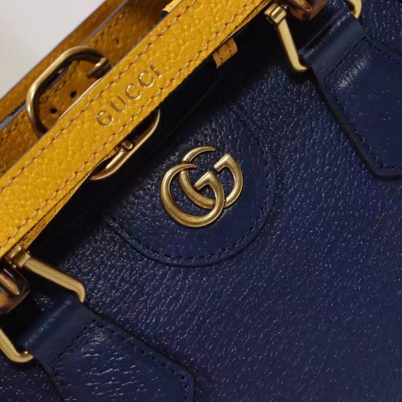 G*u*i gg women diana mini tote bag royal blue leather double g