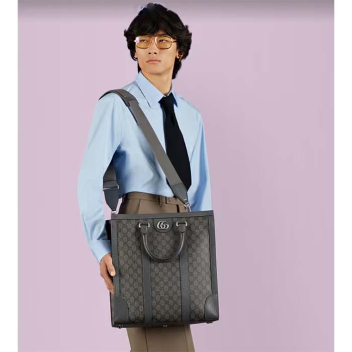 G*u*i gg unisex ophidia medium tote bag grey black gg supreme canvas