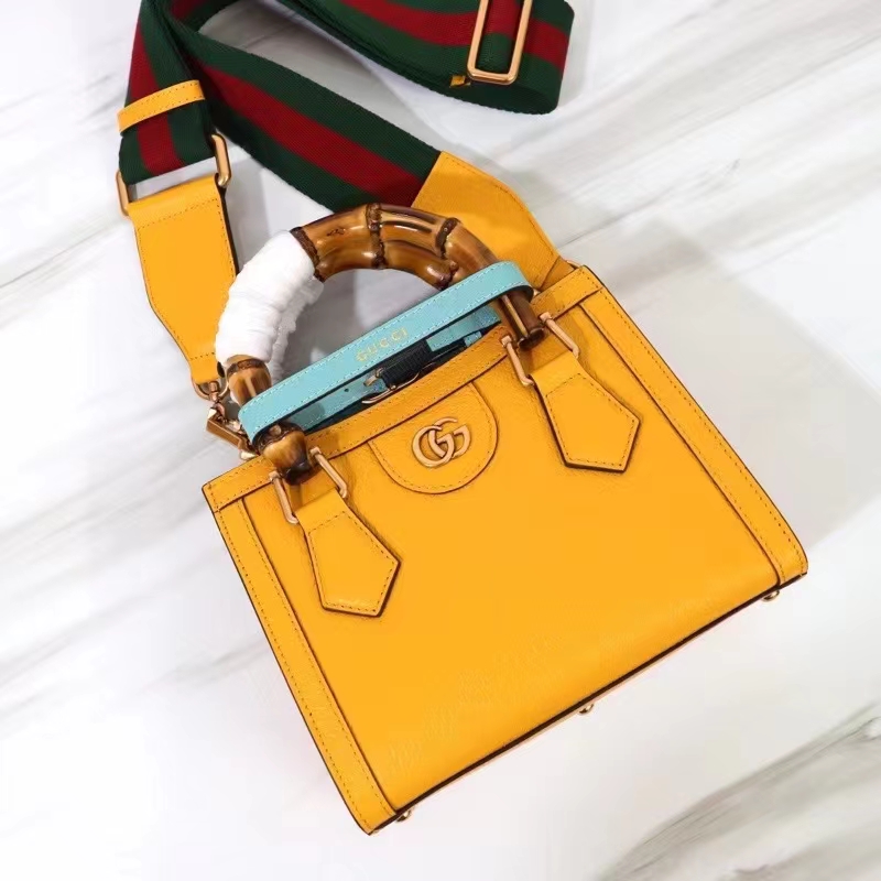 G*u*i gg women diana mini tote bag yellow leather double g
