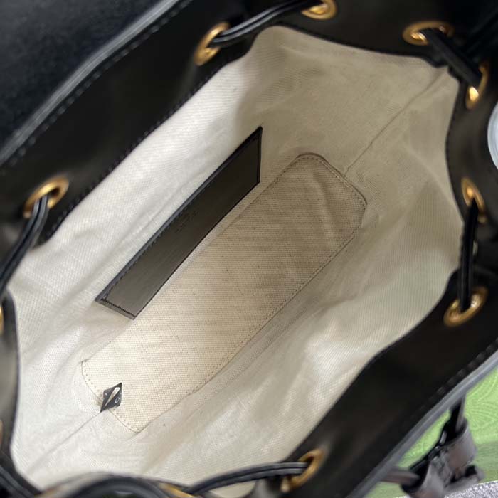 G*u*i unisex gg bamboo small backpack black leather bamboo handle