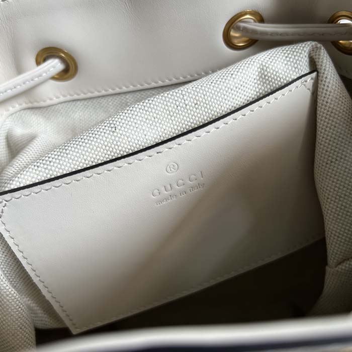 G*u*i unisex gg bamboo small backpack white leather bamboo handle