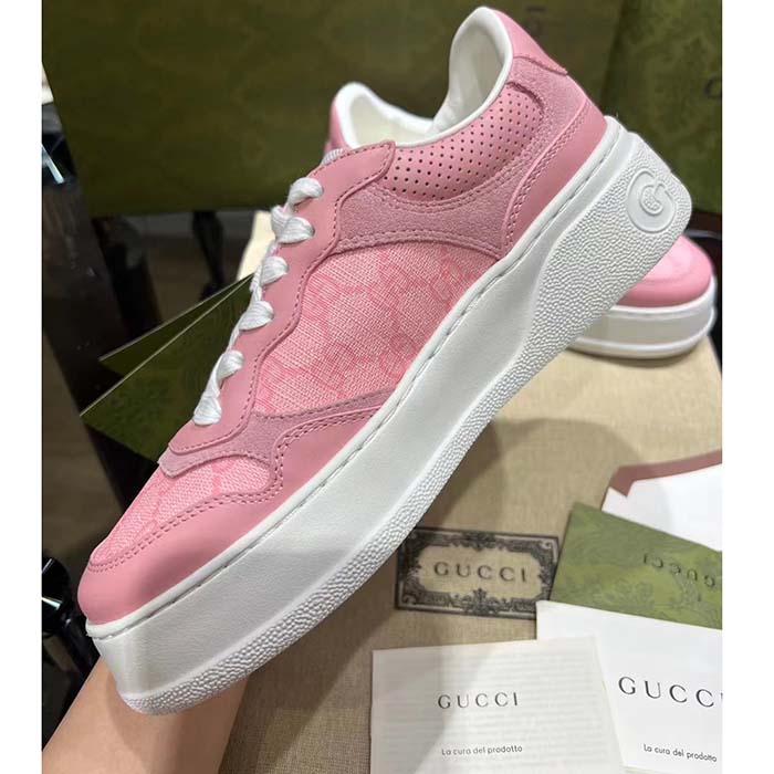 G*u*i unisex gg sneaker pink gg supreme canvas printed interlocking g 5.6 cm heel