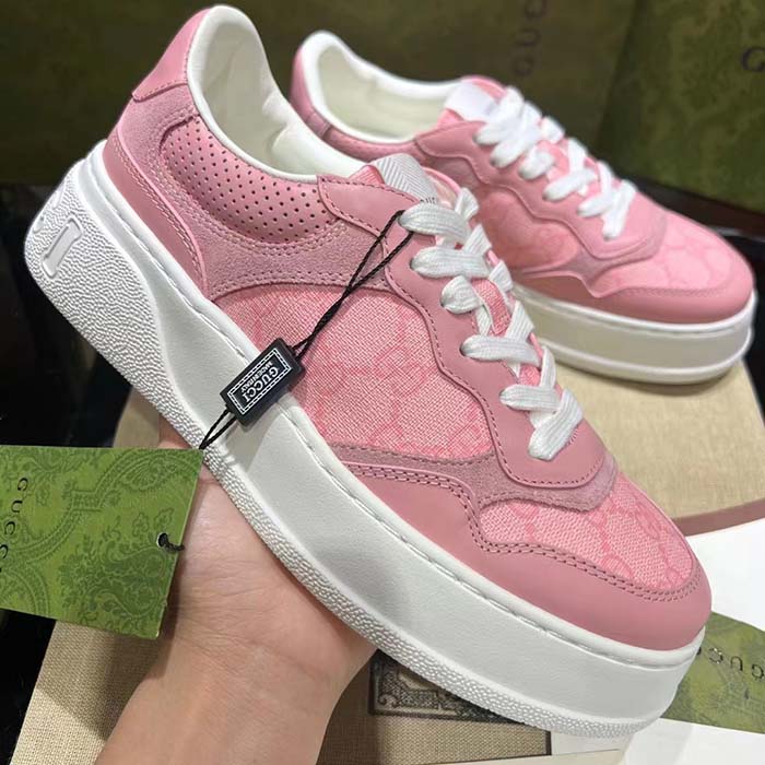 G*u*i unisex gg sneaker pink gg supreme canvas printed interlocking g 5.6 cm heel