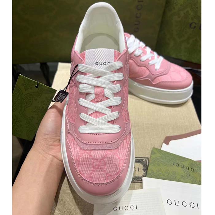 G*u*i unisex gg sneaker pink gg supreme canvas printed interlocking g 5.6 cm heel