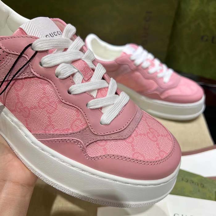 G*u*i unisex gg sneaker pink gg supreme canvas printed interlocking g 5.6 cm heel