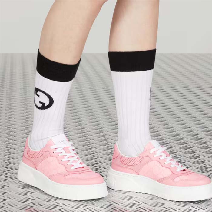 G*u*i unisex gg sneaker pink gg supreme canvas printed interlocking g 5.6 cm heel