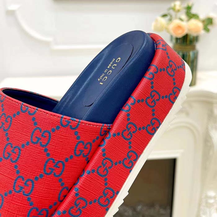 G*u*i unisex jumbo gg platform slide sandal fuchsia blue supreme low 3 cm heel