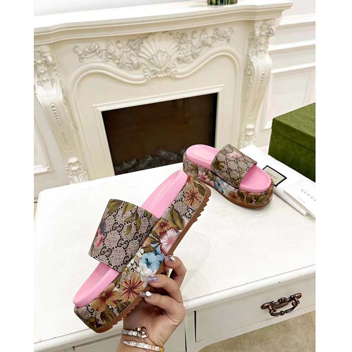 G*u*i unisex online exclusive flora sandal multicolor gg supreme flora print canvas
