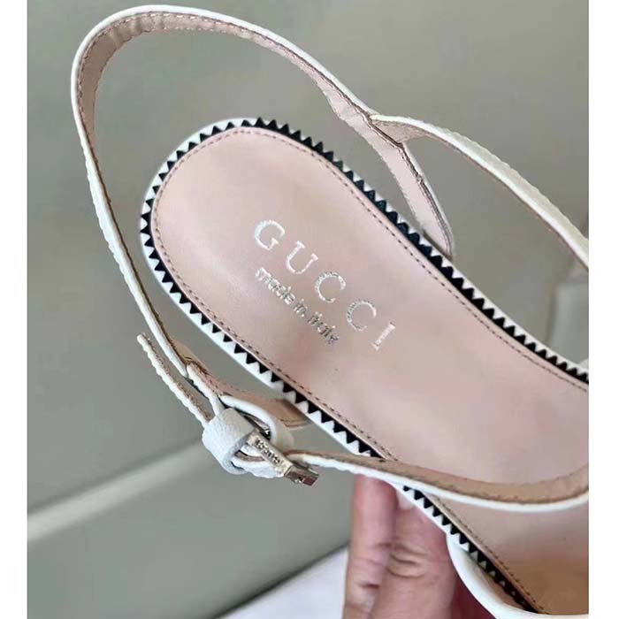 G*u*i women gg interlocking g studs sandal white leather mid 8 cm heel