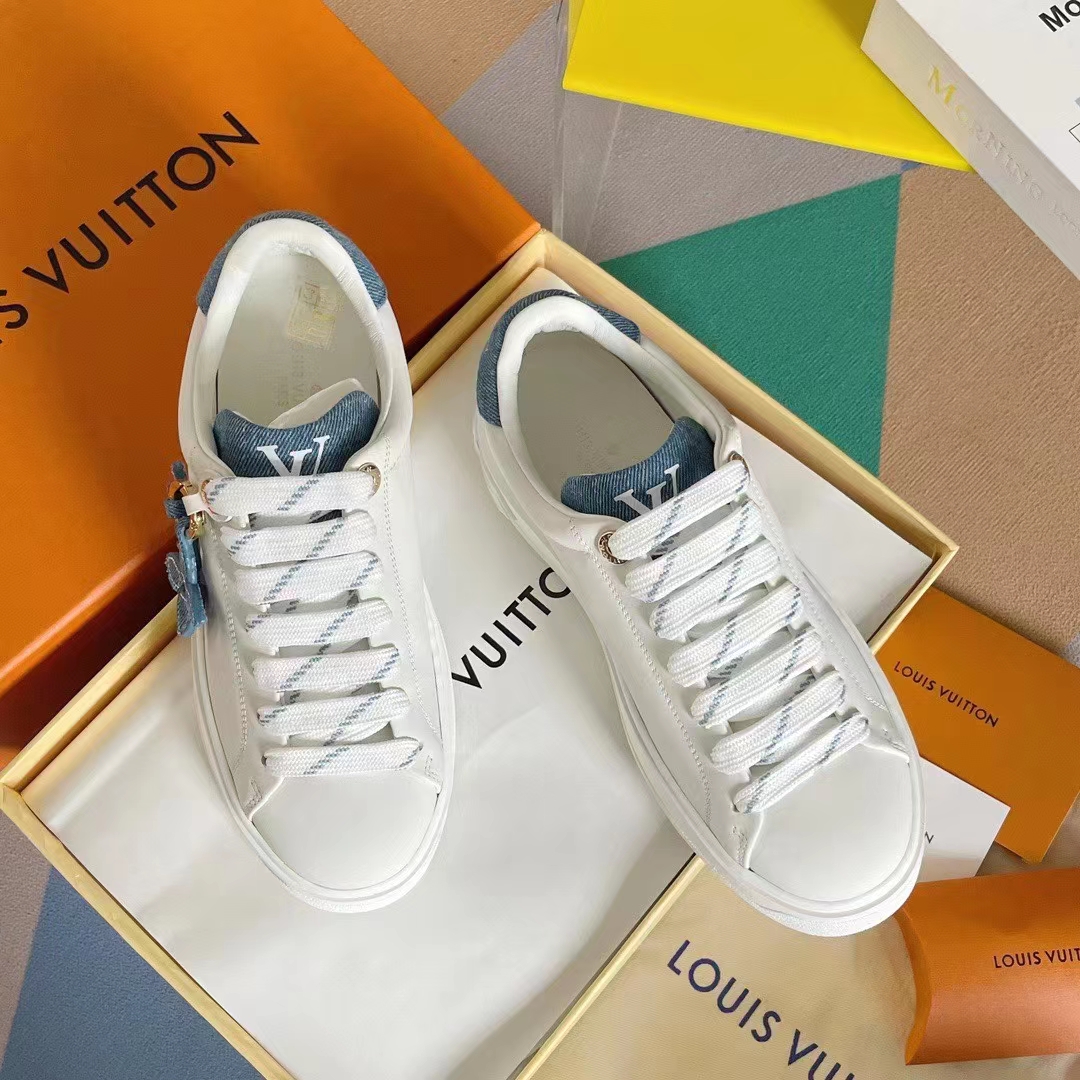 Louis Vuitton Women LV Time Out Sneaker Blue Mix Materials Monogram Flower