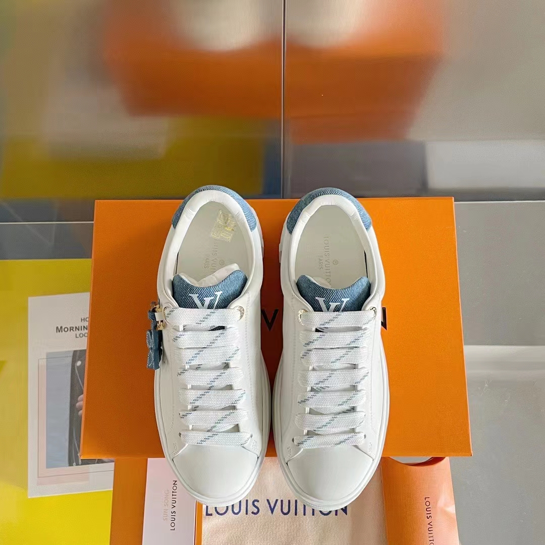 Louis Vuitton Women LV Time Out Sneaker Blue Mix Materials Monogram Flower