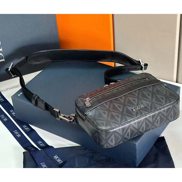 dior unisex cd safari bag with strap black cd Di*m*nd canvas