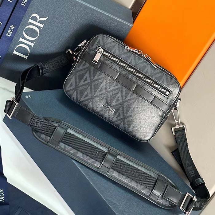 dior unisex cd safari bag with strap black cd Di*m*nd canvas