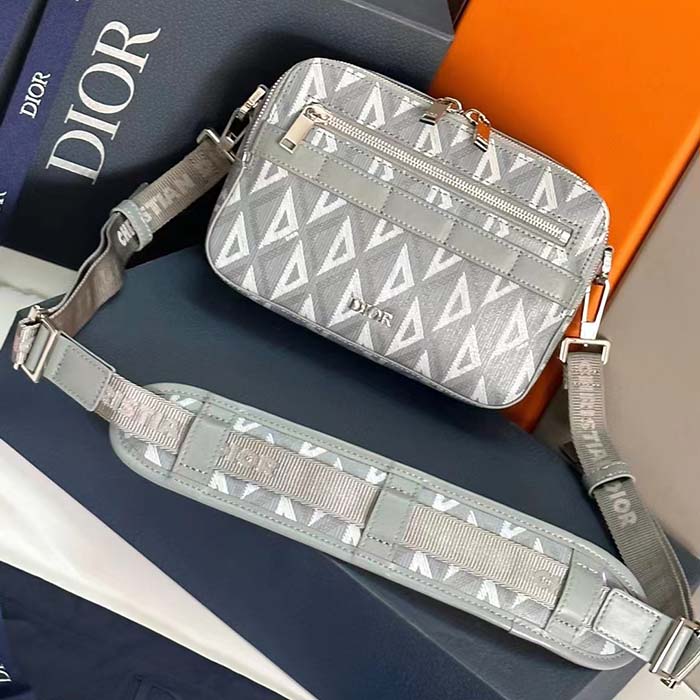 dior unisex cd safari bag with strap dior gray cd Di*m*nd canvas