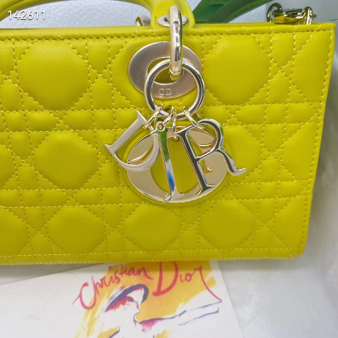 Dior Women CD Medium Lady D-Joy Bag Sage Green Cannage Lambskin