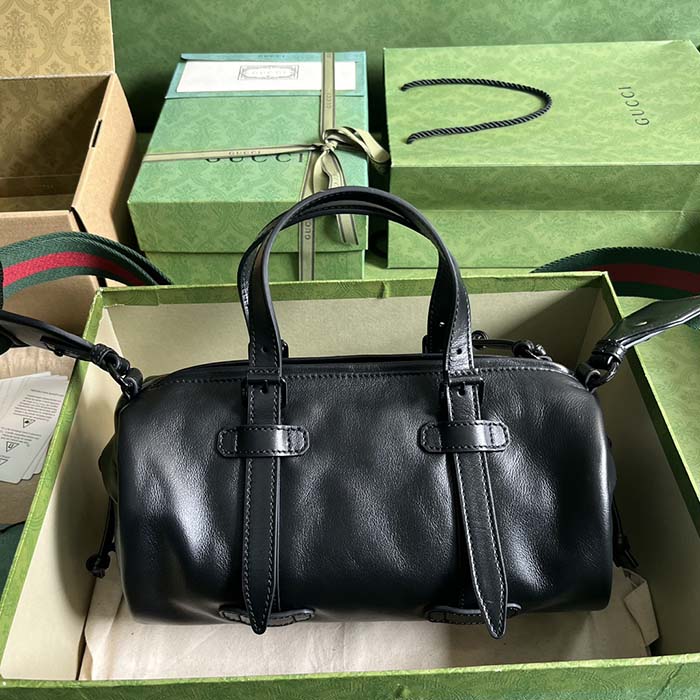 G*u*i gg unisex small duffle bag tonal double g black leather