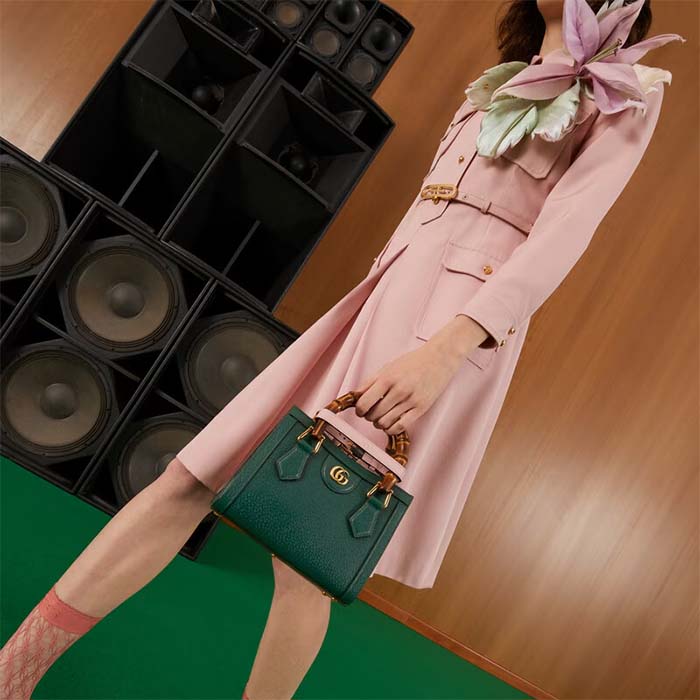 G*u*i gg women diana mini tote bag green leather double g