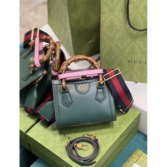 G*u*i gg women diana mini tote bag green leather double g