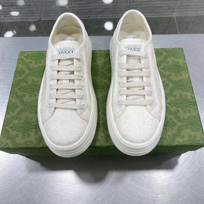 G*u*i gg women’s gg sneaker white original canvas flat 5 cm heel