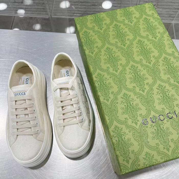 G*u*i gg women’s gg sneaker white original canvas flat 5 cm heel