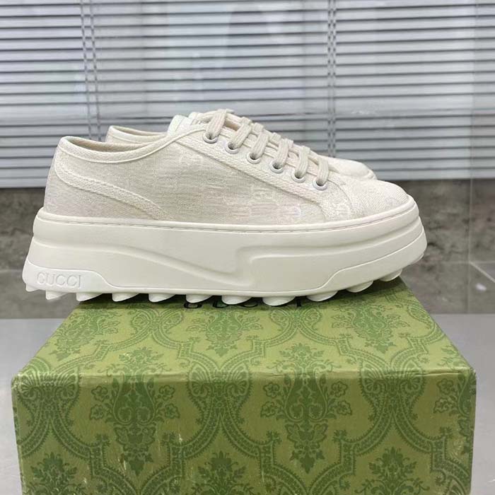 G*u*i gg women’s gg sneaker white original canvas flat 5 cm heel