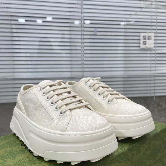 G*u*i gg women’s gg sneaker white original canvas flat 5 cm heel