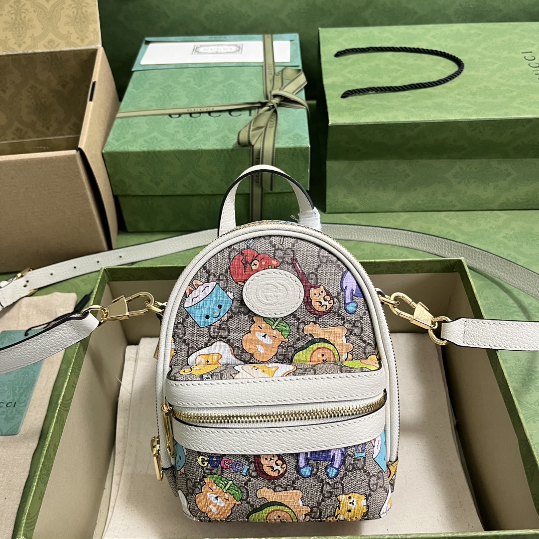 G*u*i unisex animal print multi-function bag beige ebony gg supreme canvas