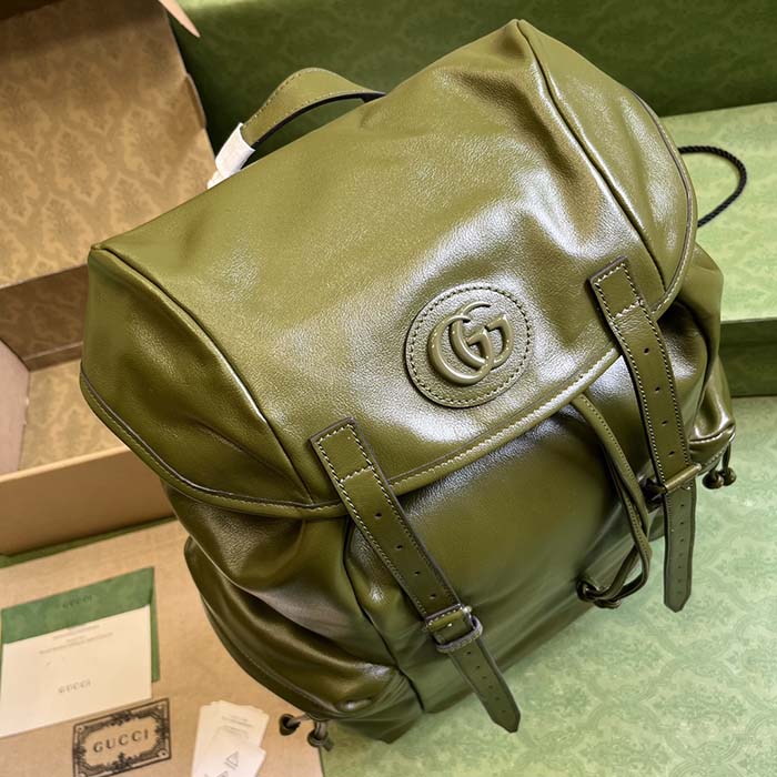 G*u*i unisex gg backpack tonal double g original gg canvas forest green leather