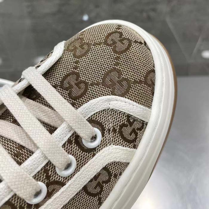 G*u*i unisex gg high top sneaker beige ebony original gg canvas flat interlocking g