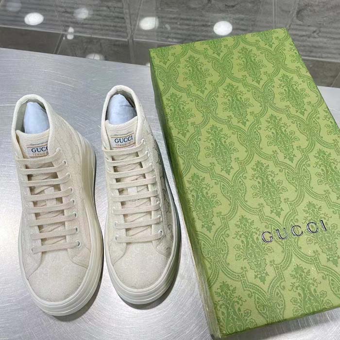G*u*i unisex gg high top sneaker white original gg canvas flat interlocking g