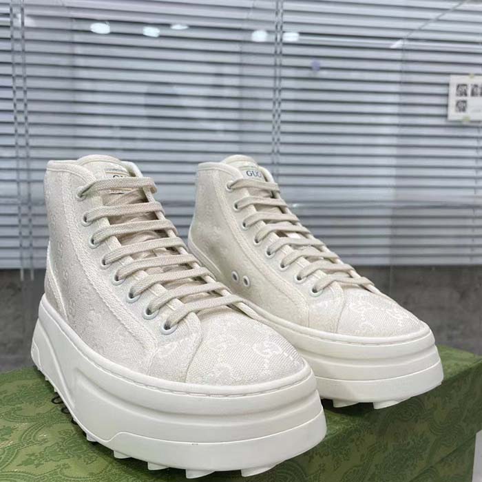 G*u*i unisex gg high top sneaker white original gg canvas flat interlocking g