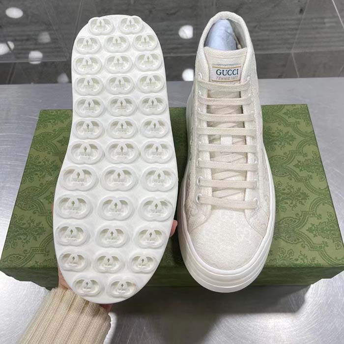 G*u*i unisex gg high top sneaker white original gg canvas flat interlocking g