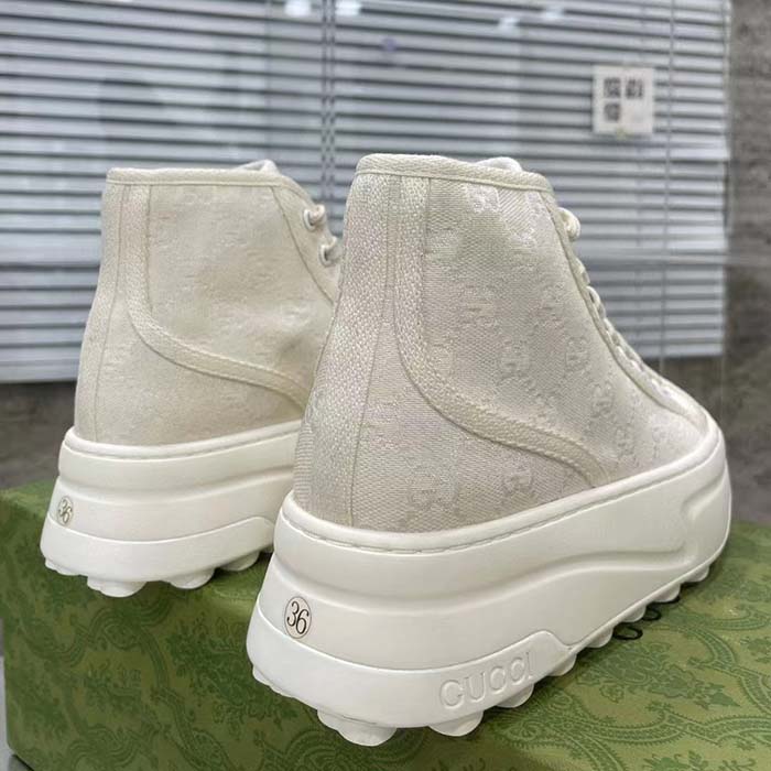 G*u*i unisex gg high top sneaker white original gg canvas flat interlocking g