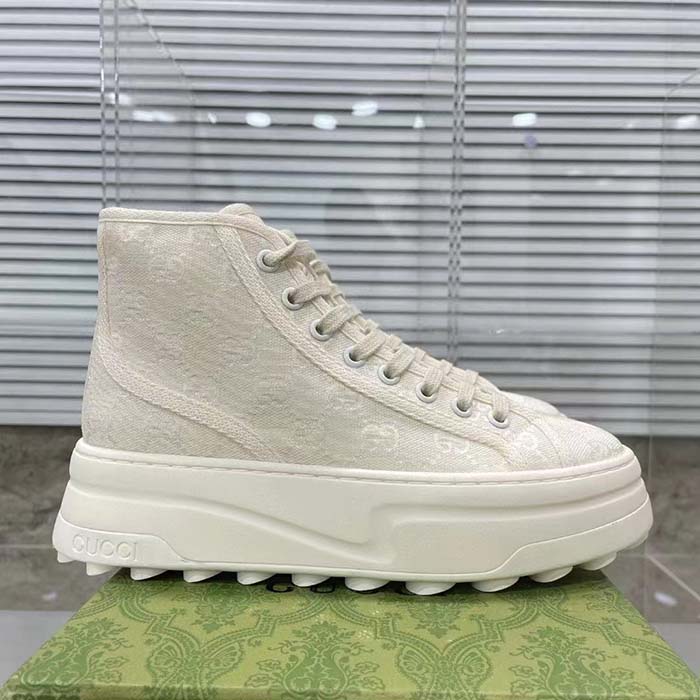 G*u*i unisex gg high top sneaker white original gg canvas flat interlocking g
