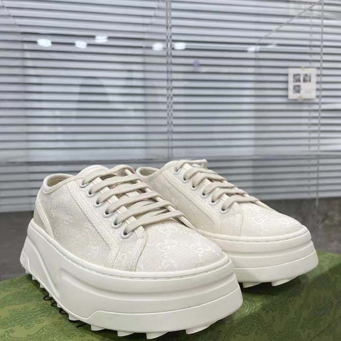 G*u*i unisex gg sneaker white original gg canvas flat interlocking g 5 cm heel