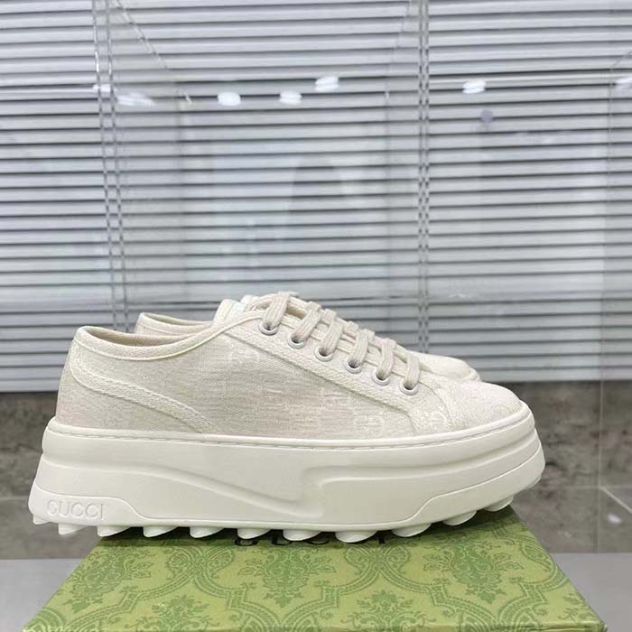 G*u*i unisex gg sneaker white original gg canvas flat interlocking g 5 cm heel
