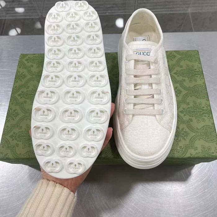 G*u*i unisex gg sneaker white original gg canvas flat interlocking g 5 cm heel