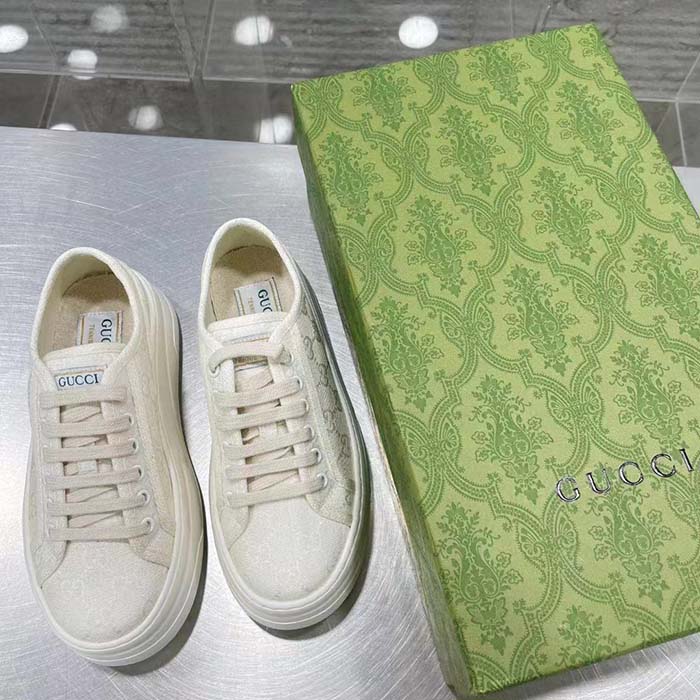 G*u*i unisex gg sneaker white original gg canvas flat interlocking g 5 cm heel