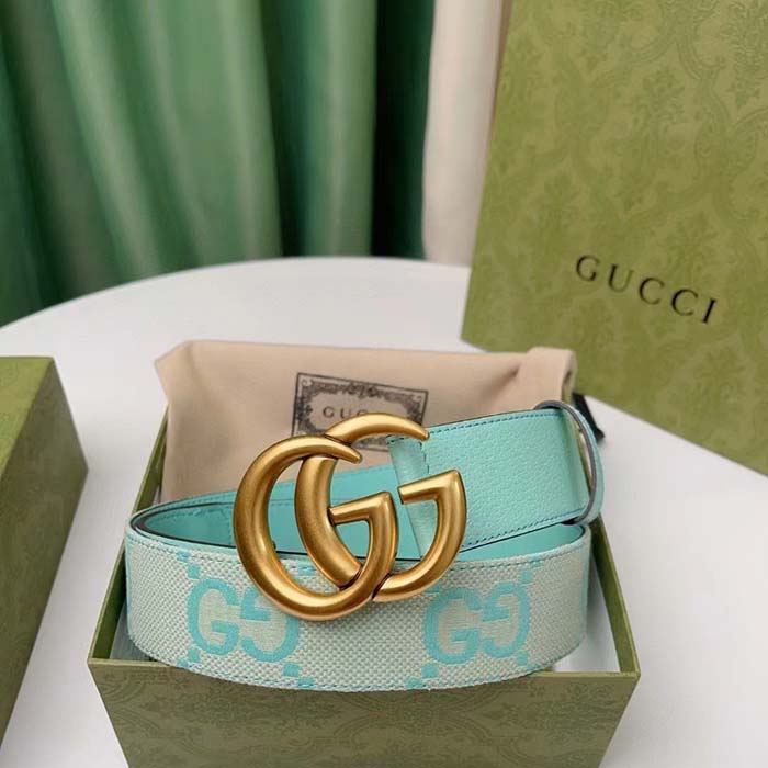 G*u*i unisex marmont jumbo gg belt beige mint canvas double g